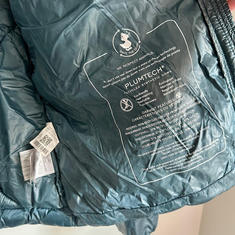 Save The Duck Jacket Womens Medium Teal Quilted Puffer Plumtech Ultra Light Zip - Picture 8 of 10